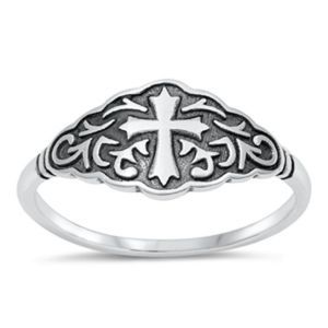 Silver Ring - Cross Ring Sterling Silver Ring - 925 size 4-10